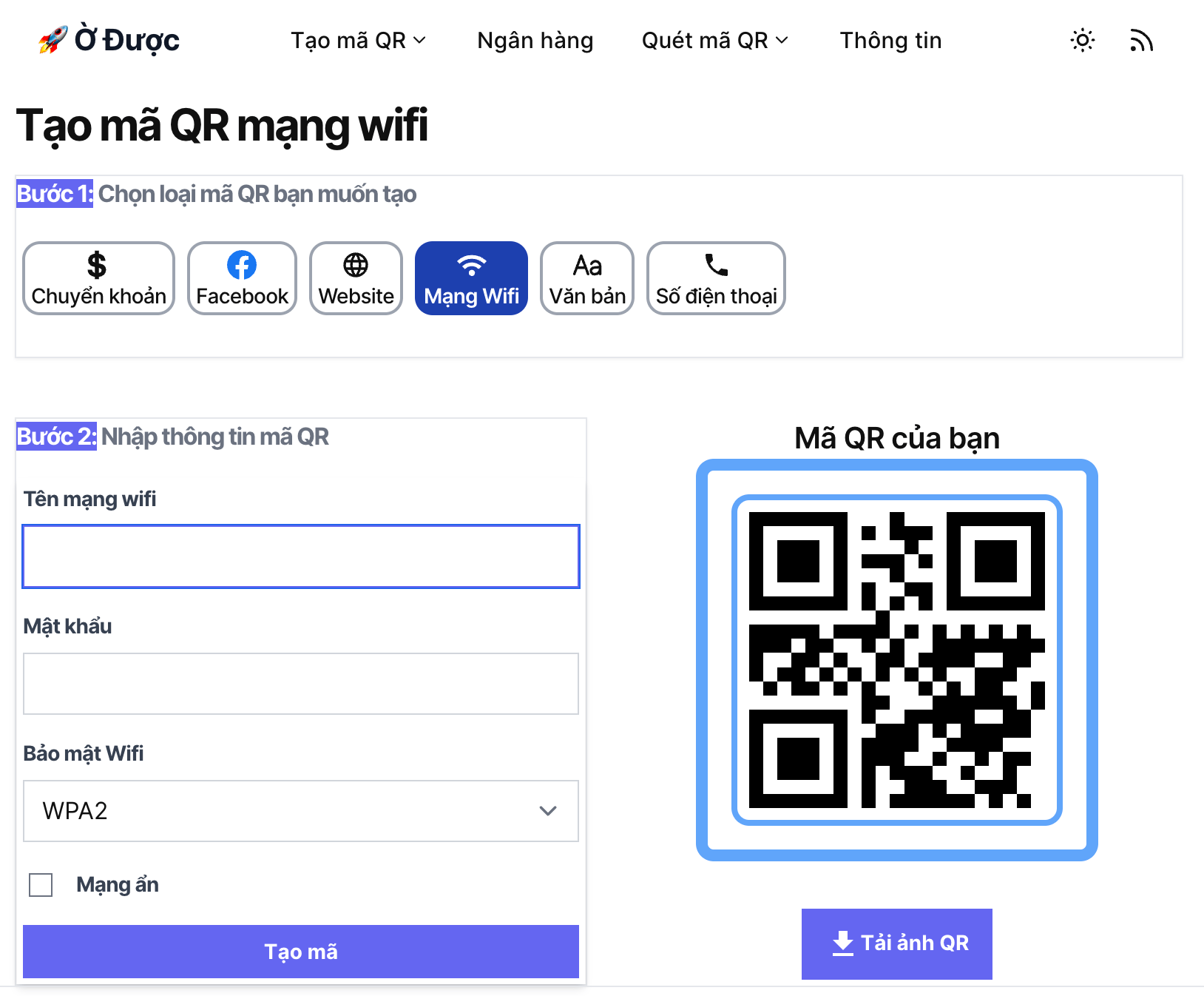 Cách tạo mã QR cho mạng Wifi